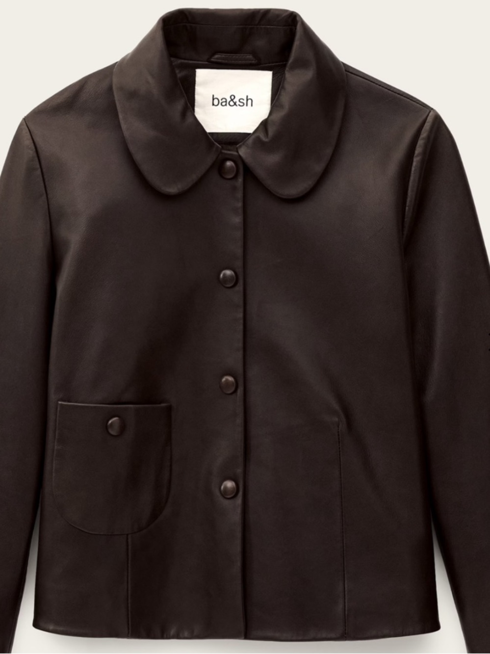 Ba&sh Milo Brown Leather Button-Front Jacket
SZ (2) (MEDIUM)